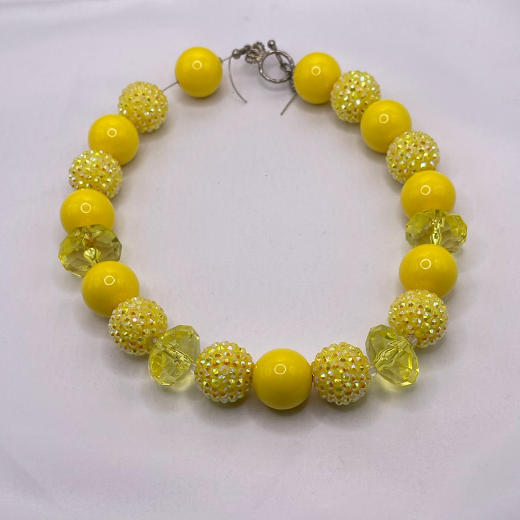 N113-Yellow Beaded Collar Necklace